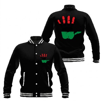 Discover Pan African Flag Hand Print Sign Afro- American Baseball Jackets