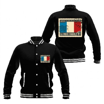 Discover france post stamp Baseball Jackets