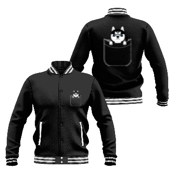 Discover Husky In Pocket Funny Cute Puppy Expression Baseball Jackets