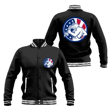 Discover Zeus With Thunderbolt USA Flag Icon Baseball Jackets