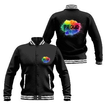 Discover PROUD Color Splash LGBT Gay Pride Rainbow Baseball Jackets