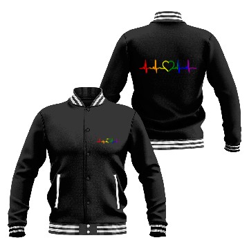 Discover LGBT Gay Pride Heartbeat Rainbow CSD Baseball Jackets