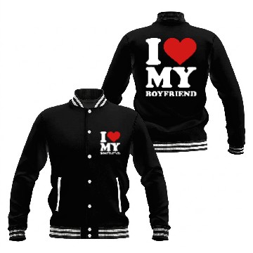 Discover I love my boyfriend Baseball Jackets
