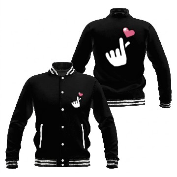 Discover heart finger korean pop Baseball Jackets