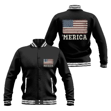 Discover Merica Vintage Usa Flag Baseball Jackets