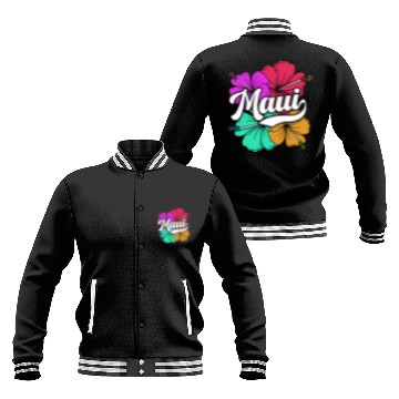 Discover Maui Hawaii With Hawaiian Hibiscus Flowers Baseball Jackets