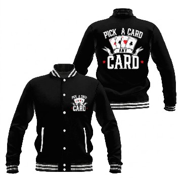 Discover Pick A Card Any Card Magic Magician Wizardry Baseball Jackets