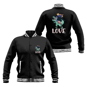 Discover Love America Cat Dinosaur USA Flag 4th Of July Baseball Jackets