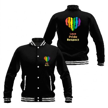 Discover Love Pride Respect. Rainbow Heart For Oslo Baseball Jackets