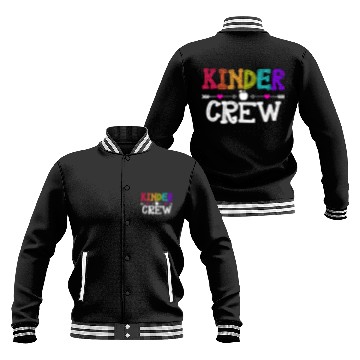 Discover Kinder Crew Funny Kindergarten Teacher 1st Day of Baseball Jackets