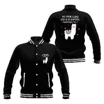 Discover No Prob Llama God Is In Control Philippians 4:6-7 Baseball Jackets