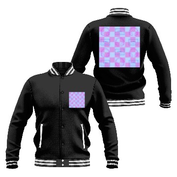 Discover 1980's Music Checkerboard - blue and purple Baseball Jackets