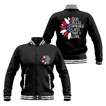 Discover God Bless America Sunflower God Bless USA Baseball Jackets