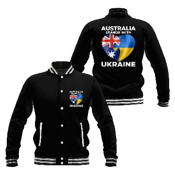 Discover Australia stands with Ukraine Baseball Jackets