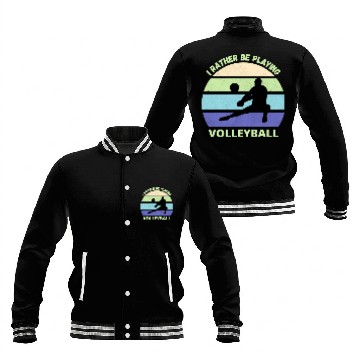 Discover I rather be playing volleyball retro sunset Baseball Jackets