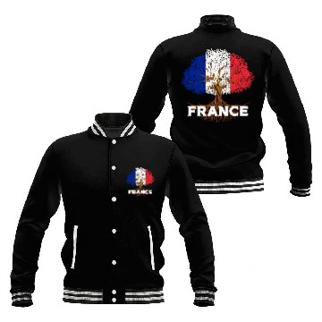 Discover France Flag Tree Baseball Jackets