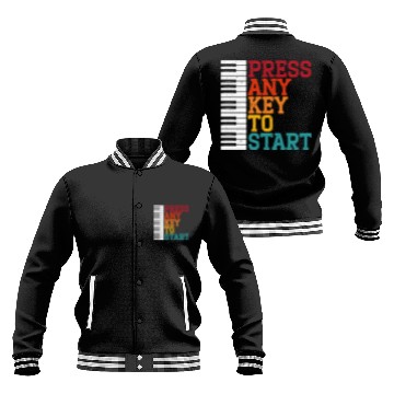 Discover Press Any Key To Start Piano Player Musician Music Baseball Jackets