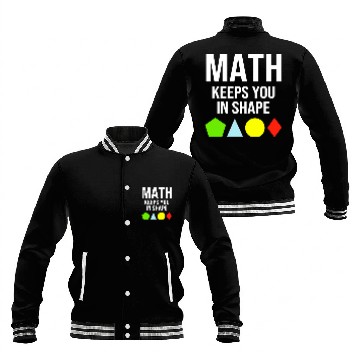 Discover Math Keeps You In Shape Funny Math Teacher Workout Baseball Jackets