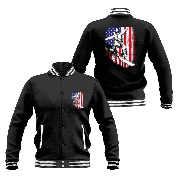 Discover Patriotic Snowboarder American Flag Snowboarding Baseball Jackets