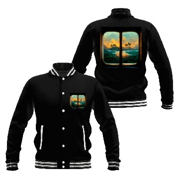 Discover Paradise island painting Baseball Jackets