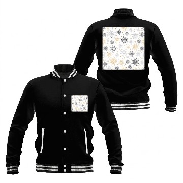 Discover Modern Snowflakes Pattern White Gold Baseball Jackets