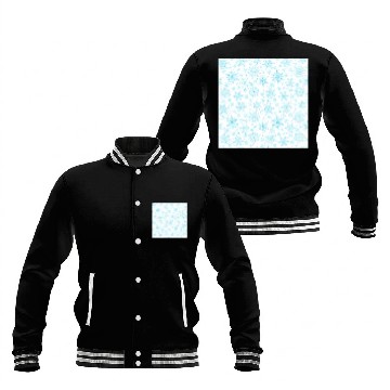 Discover Modern Snowflakes Pattern White Teal Baseball Jackets