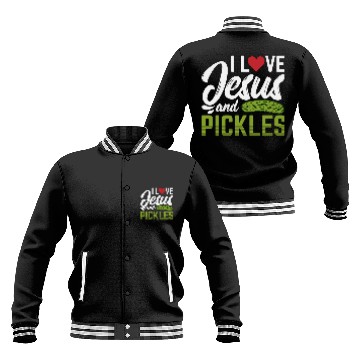 Discover I Love Jesus And Pickles Baseball Jackets