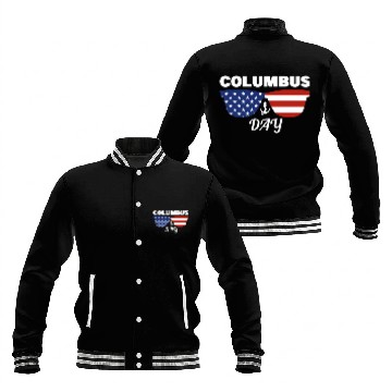 Discover Columbus Day Glasses America Baseball Jackets