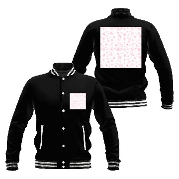 Discover Snowflakes Pattern Pink White Baseball Jackets