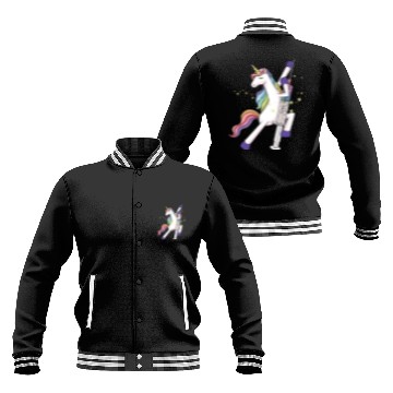 Discover Unicorn with glitter syringe vaccination kid baby Baseball Jackets