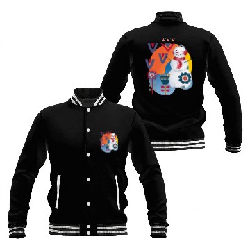 Discover Winter Cute Snowman Headphones Scandi Baseball Jackets