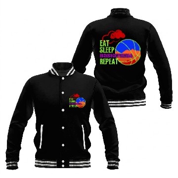 Discover Red Cloud Eat Sleep Basketball Repeat funny sport. Baseball Jackets