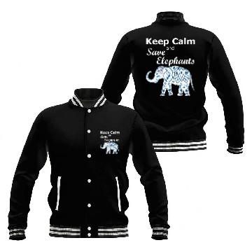 Discover Keep Calm and Save Elephants Animal Lover Activist Baseball Jackets