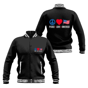 Discover Peace Love America US Flag Independence Baseball Jackets
