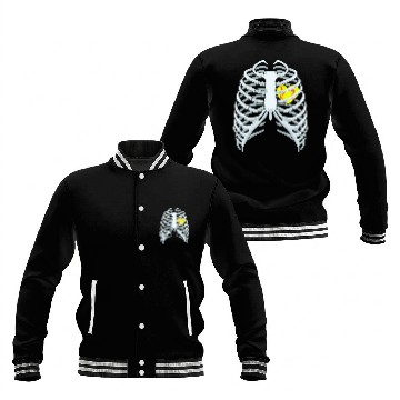 Discover Funny Softbal Heart Skeleton Rib Cage Halloween Baseball Jackets