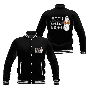 Discover Cute Ghost Book Banning Is Soo Sheet Teacher Baseball Jackets