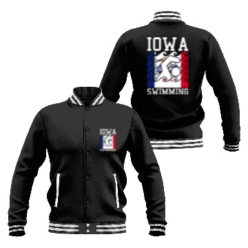 Discover Iowa Flag Swimming Team Swim Swimmer US State Baseball Jackets