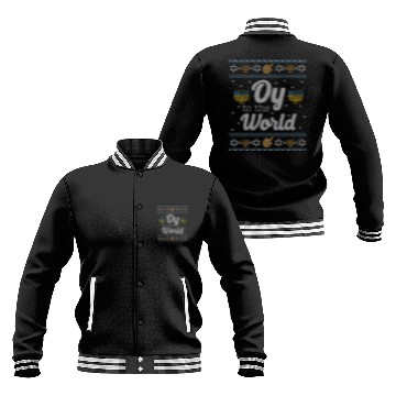 Discover Funny Ugly Hanukkah Oy To The World Baseball Jackets