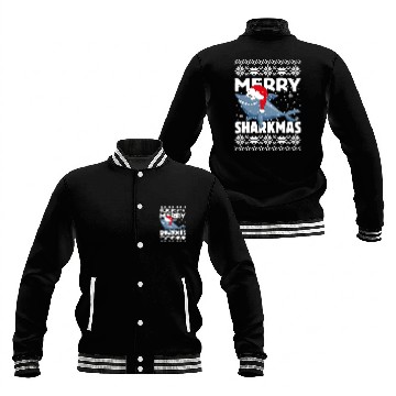 Discover Santa Shark Christmas Merry Sharkmas Baseball Jackets