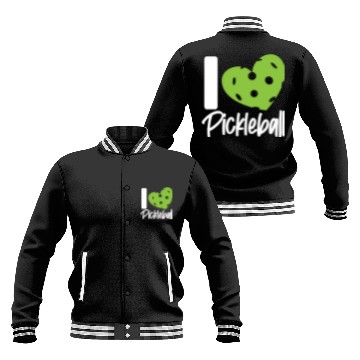 Discover Pickleball Heart I Love Pickleball Baseball Jackets