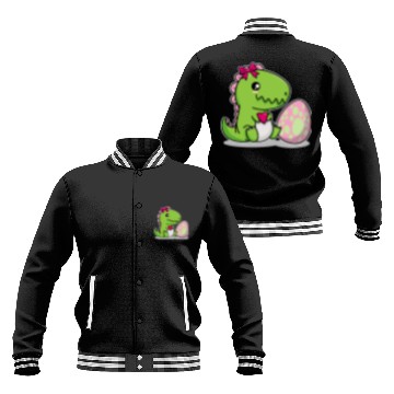 Discover Big sister Cute dino with egg siblings boy girl Baseball Jackets