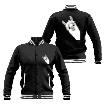 Discover Laughing alpaca comic lama in white with big eyes Baseball Jackets