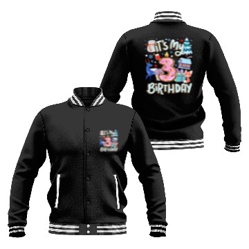 Discover It's My 3 Birthday Snowman Holiday Donut Winter Baseball Jackets