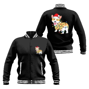 Discover Corgi Christmas Tree Xmas Lights Dog Lover Baseball Jackets