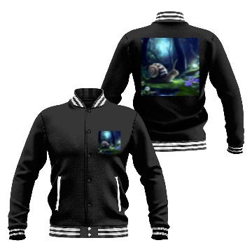 Discover Sweet Surprised Snail at night by Lantern Light Baseball Jackets