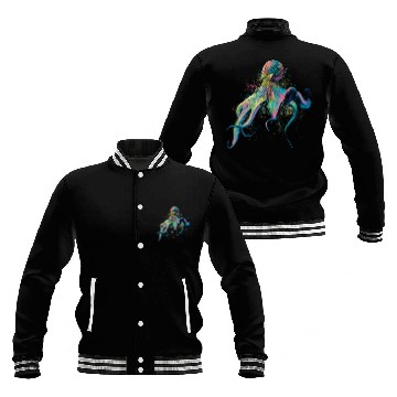 Discover Colorful Inked Octopus Illustration Baseball Jackets