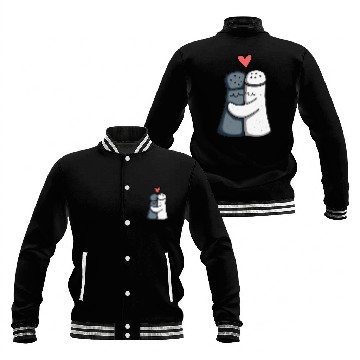 Discover Salt and Pepper Hugging Love : Funny illustration Baseball Jackets