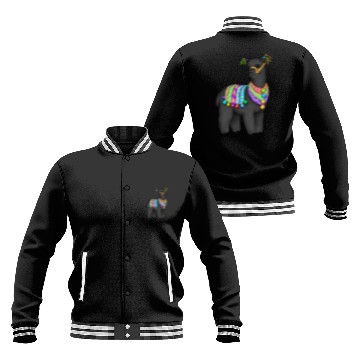 Discover Black Alpaca in Peruvian folk colors and tassels Baseball Jackets