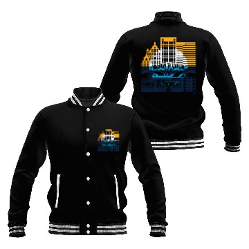 Discover Milwaukee Skyline Squared Milwaukee Peoples Flag D Baseball Jackets