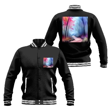 Discover Pink and blue watercolor trees Baseball Jackets